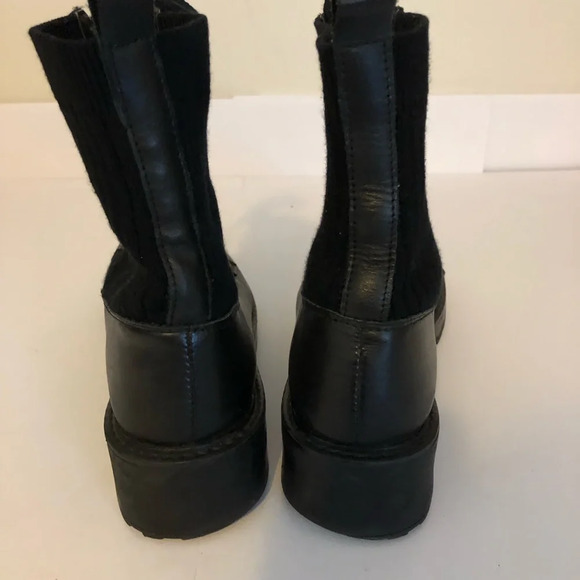 Steve Madden Black Veeta Combat Boots Women's Size 10 Leather Knit Chunky - Picture 5 of 8